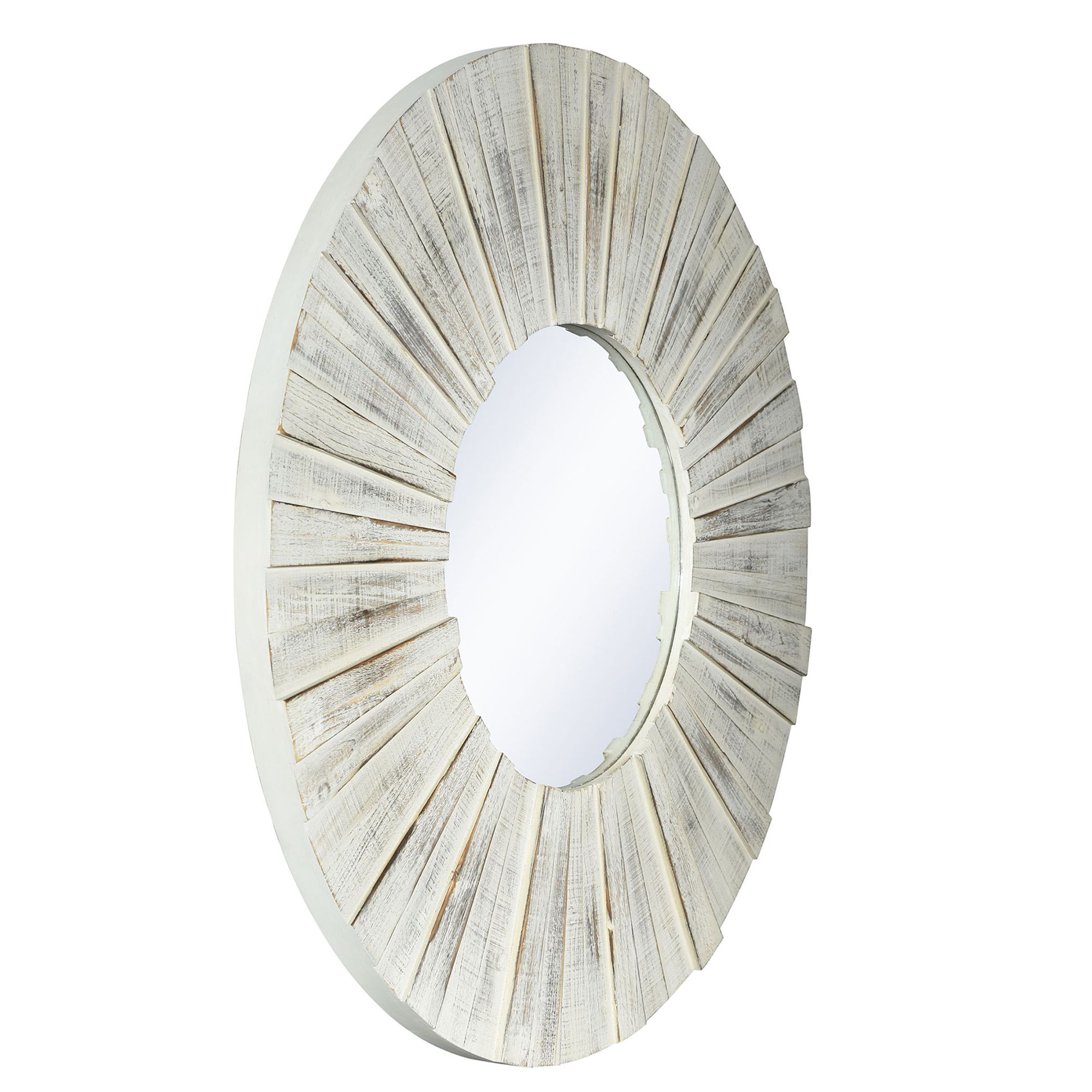 Image 3 Sutter Distressed White 36" Round Sunburst Wall Mirror more views