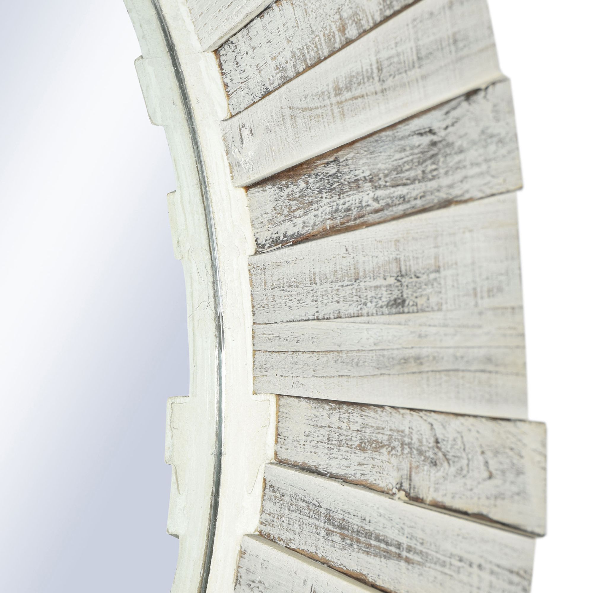 Image 6 Sutter Distressed White 36" Round Sunburst Wall Mirror more views