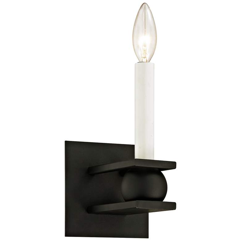 Image 1 Sutton 11 1/2" High Textured Black Wall Sconce