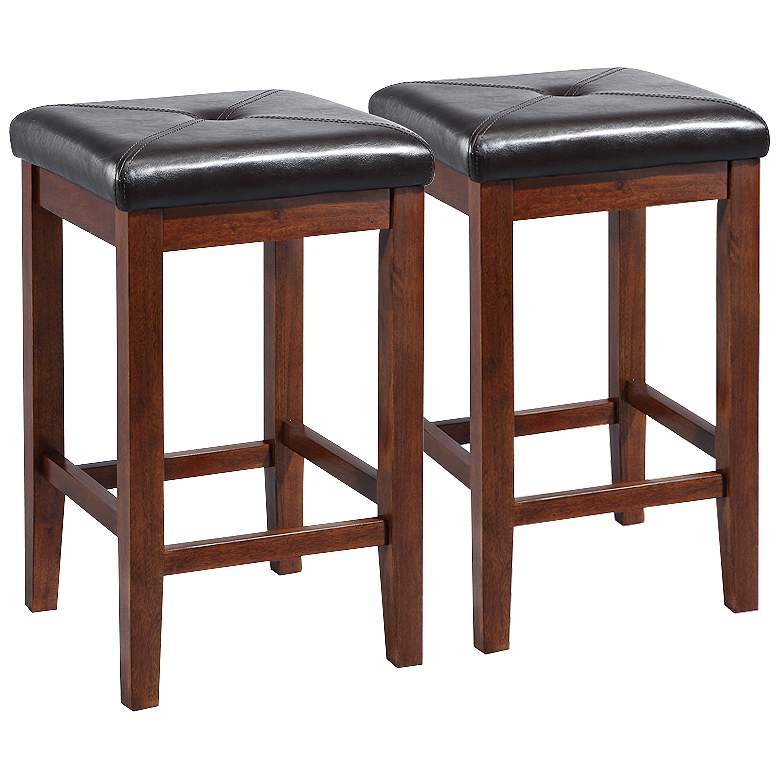 Image 1 Sutton 24 inch Black and Mahogany Counter Stools Set of 2