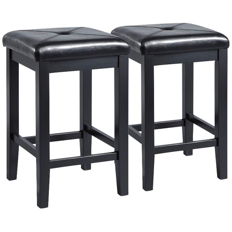 Image 1 Sutton 24 inch Black Square Counter Stools Set of 2