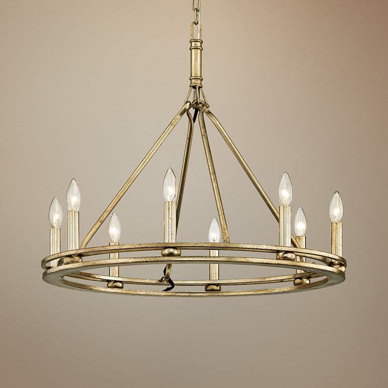 Image 1 Sutton 27 1/2 inch Wide Champagne Silver Leaf 8-Light Chandelier