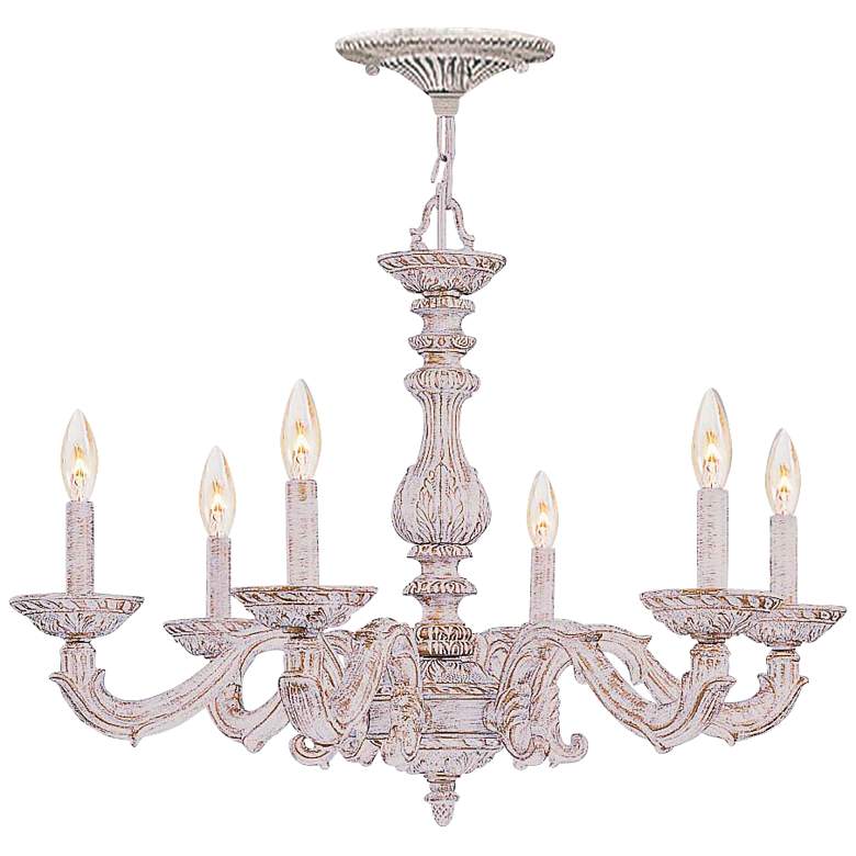 Image 2 Sutton 28 inch Wide Antique White and Gold Chandelier