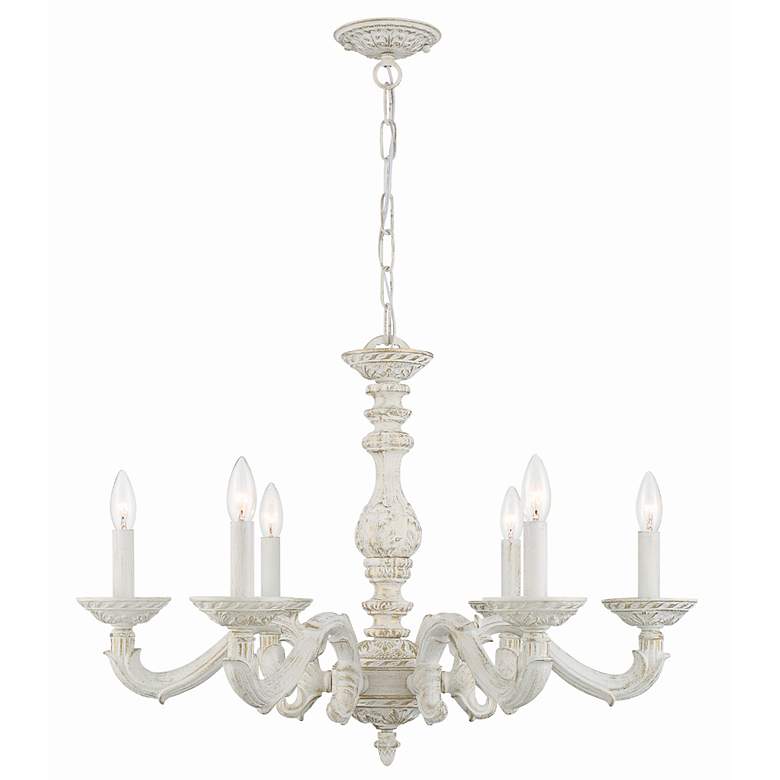 Image 2 Sutton 28" Wide Antique White and Gold Chandelier