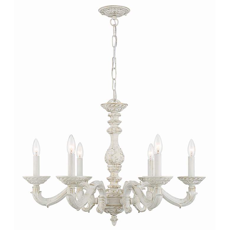 Image 2 Sutton 28 inch Wide Antique White and Gold Chandelier