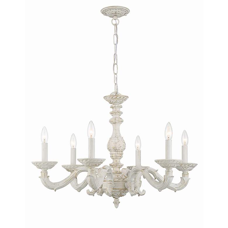 Image 3 Sutton 28" Wide Antique White and Gold Chandelier more views