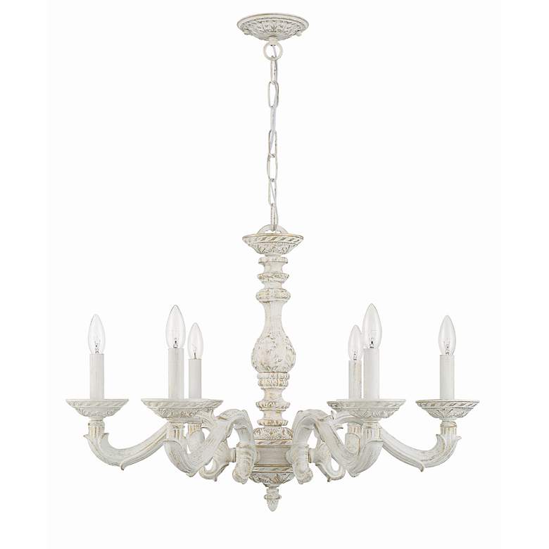 Image 4 Sutton 28" Wide Antique White and Gold Chandelier more views