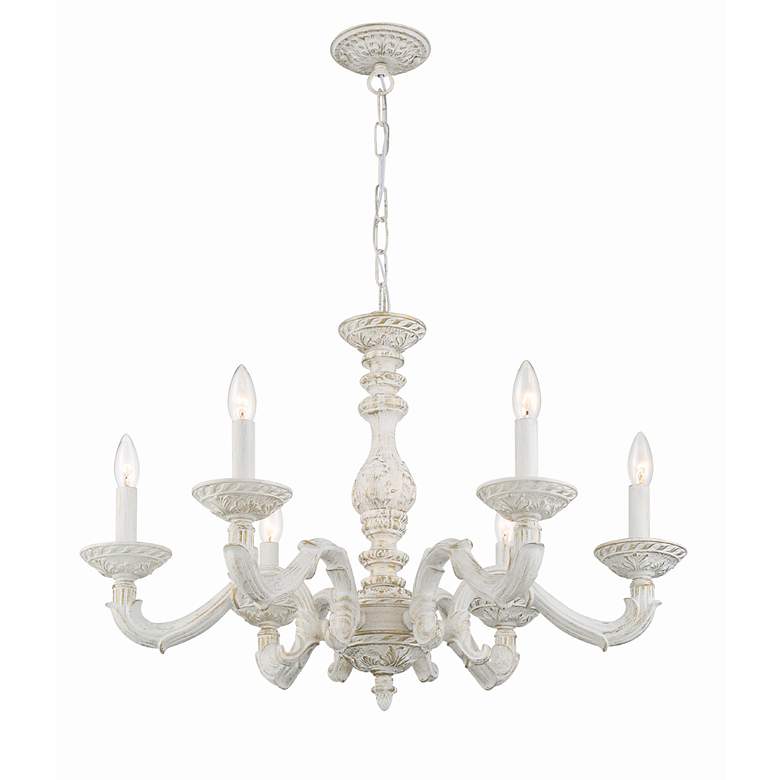 Image 5 Sutton 28" Wide Antique White and Gold Chandelier more views