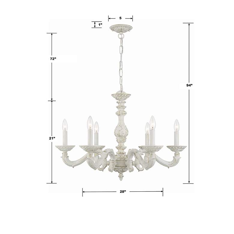 Image 7 Sutton 28" Wide Antique White and Gold Chandelier more views