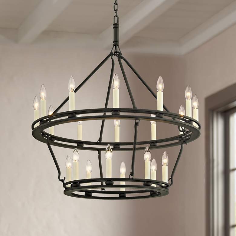 Image 1 Sutton 32" Wide Textured Black 20-Light Chandelier