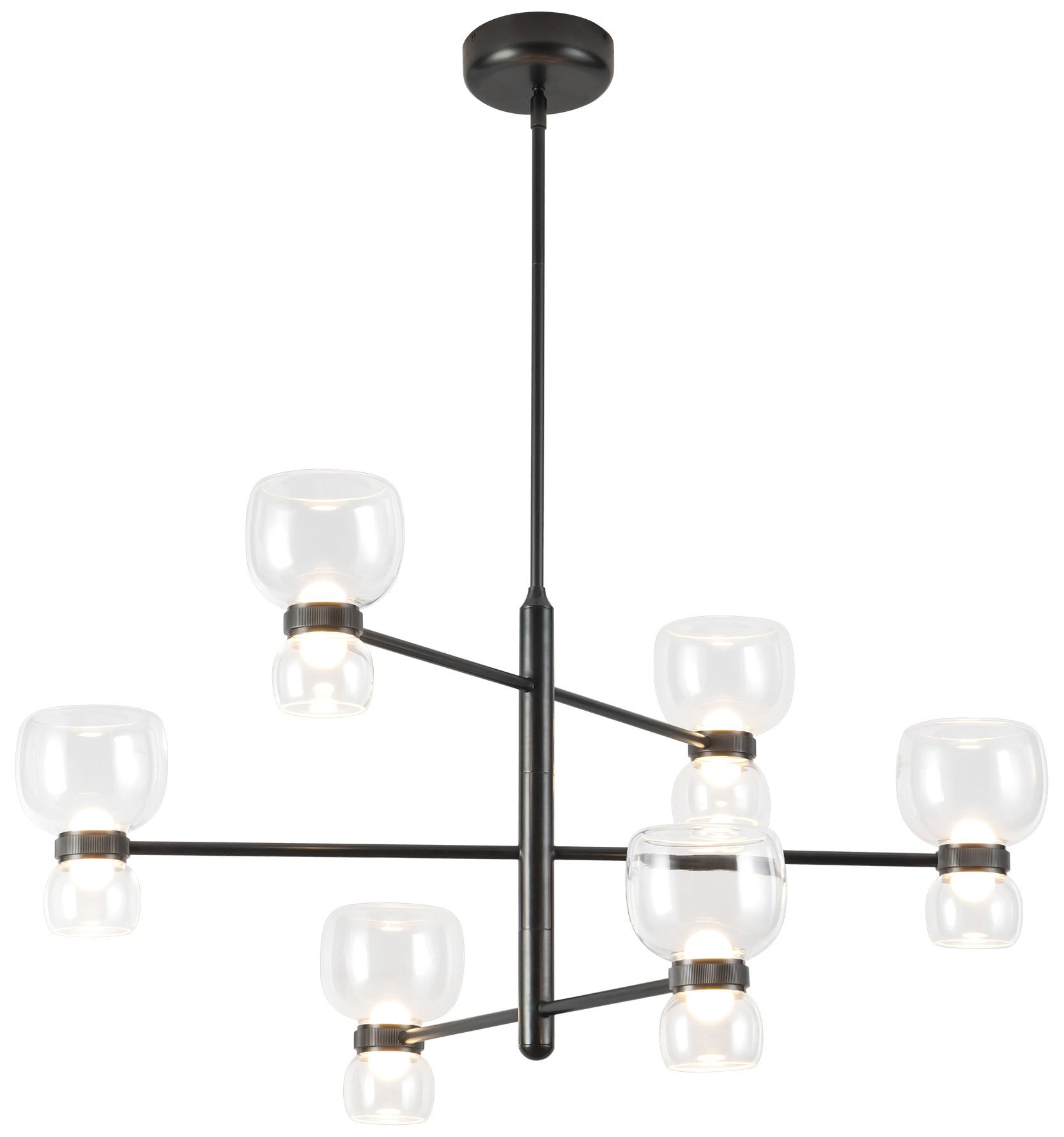Image 3 Sutton 36-in Urban Bronze dimmable LED Chandelier with Clear Glass more views