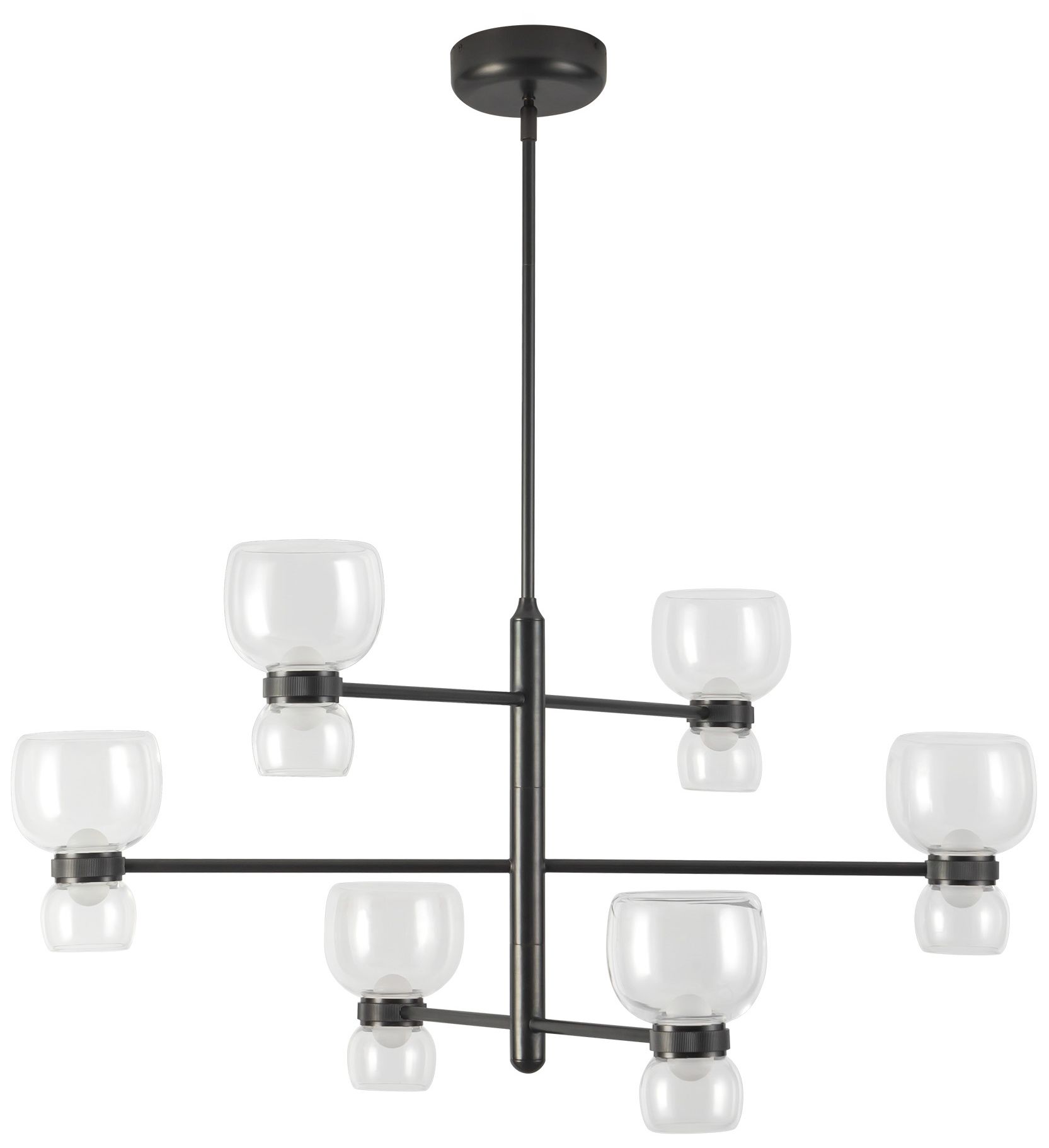 Image 6 Sutton 36-in Urban Bronze dimmable LED Chandelier with Clear Glass more views