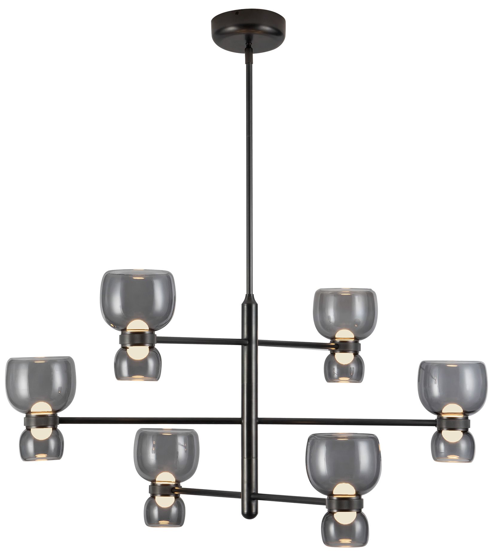 Sutton 36-in Urban Bronze dimmable LED Chandelier with Smoked Glass