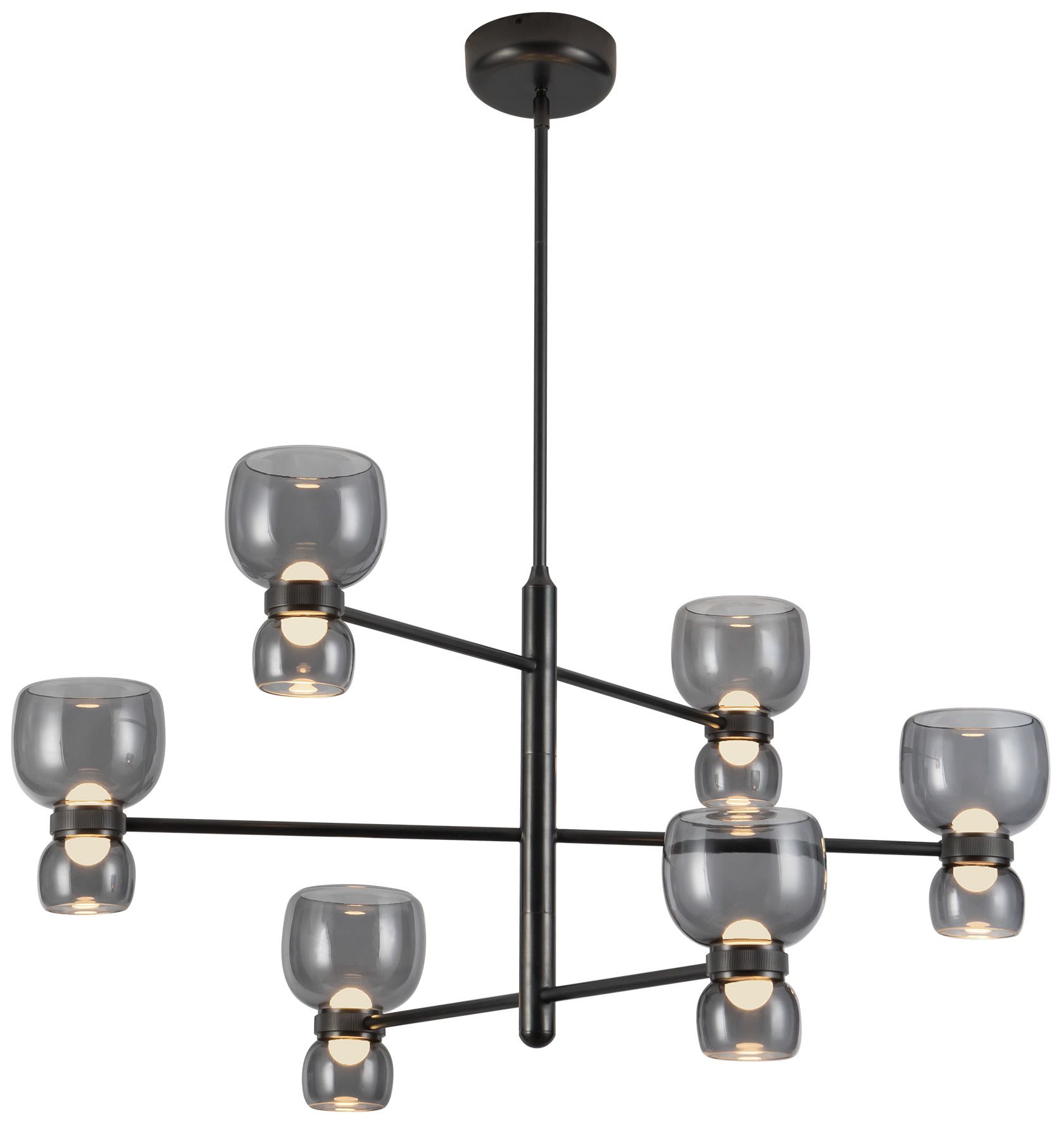 Image 2 Sutton 36-in Urban Bronze dimmable LED Chandelier with Smoked Glass more views