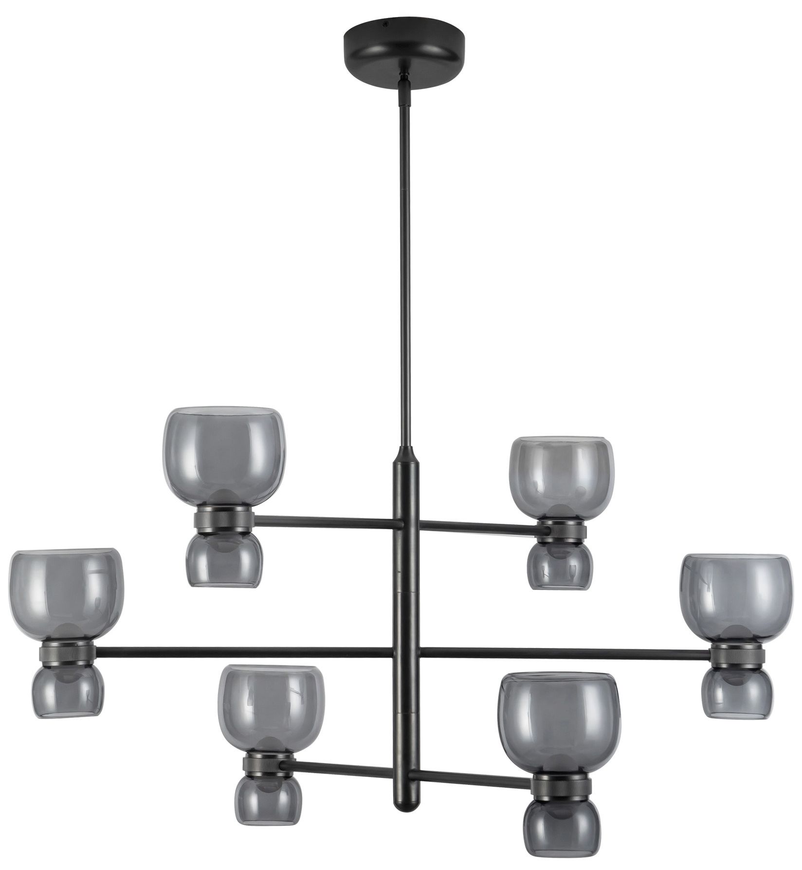 Image 5 Sutton 36-in Urban Bronze dimmable LED Chandelier with Smoked Glass more views