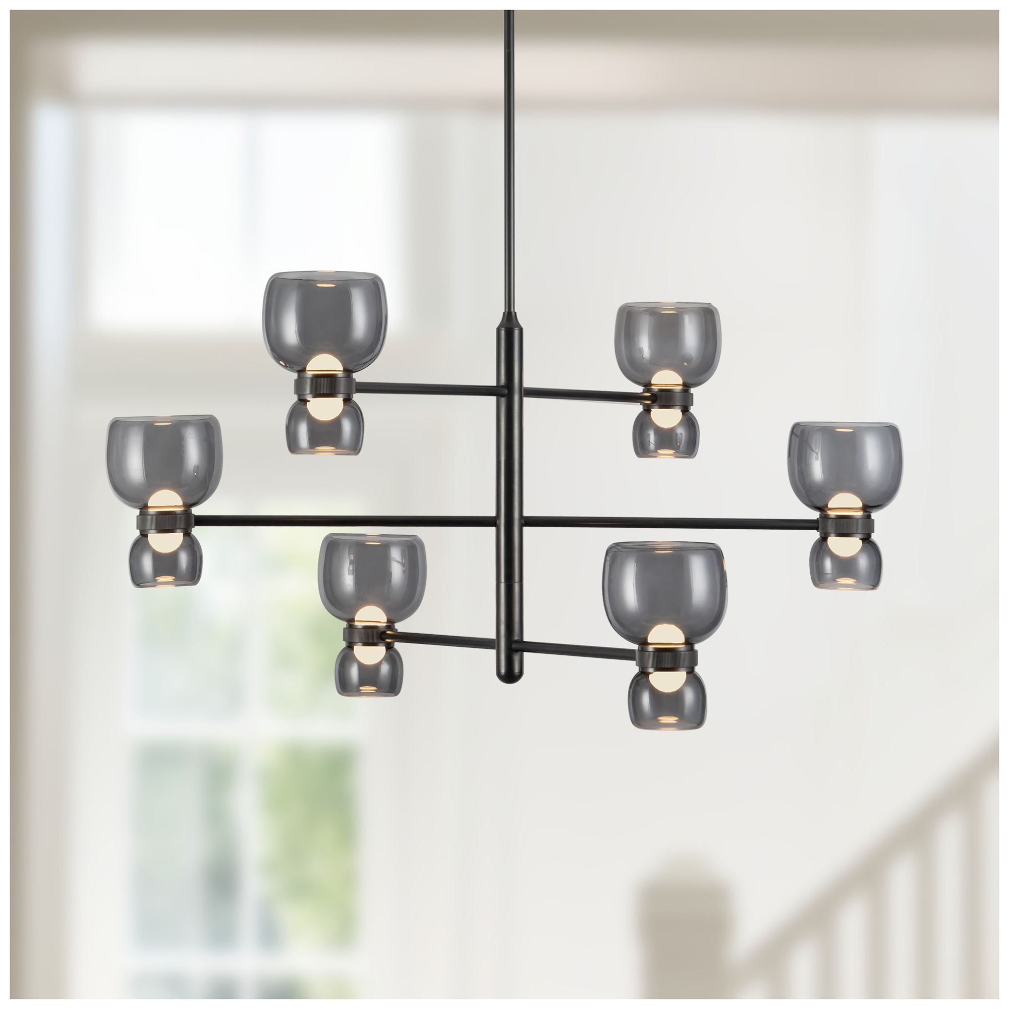 Image 6 Sutton 36-in Urban Bronze dimmable LED Chandelier with Smoked Glass more views