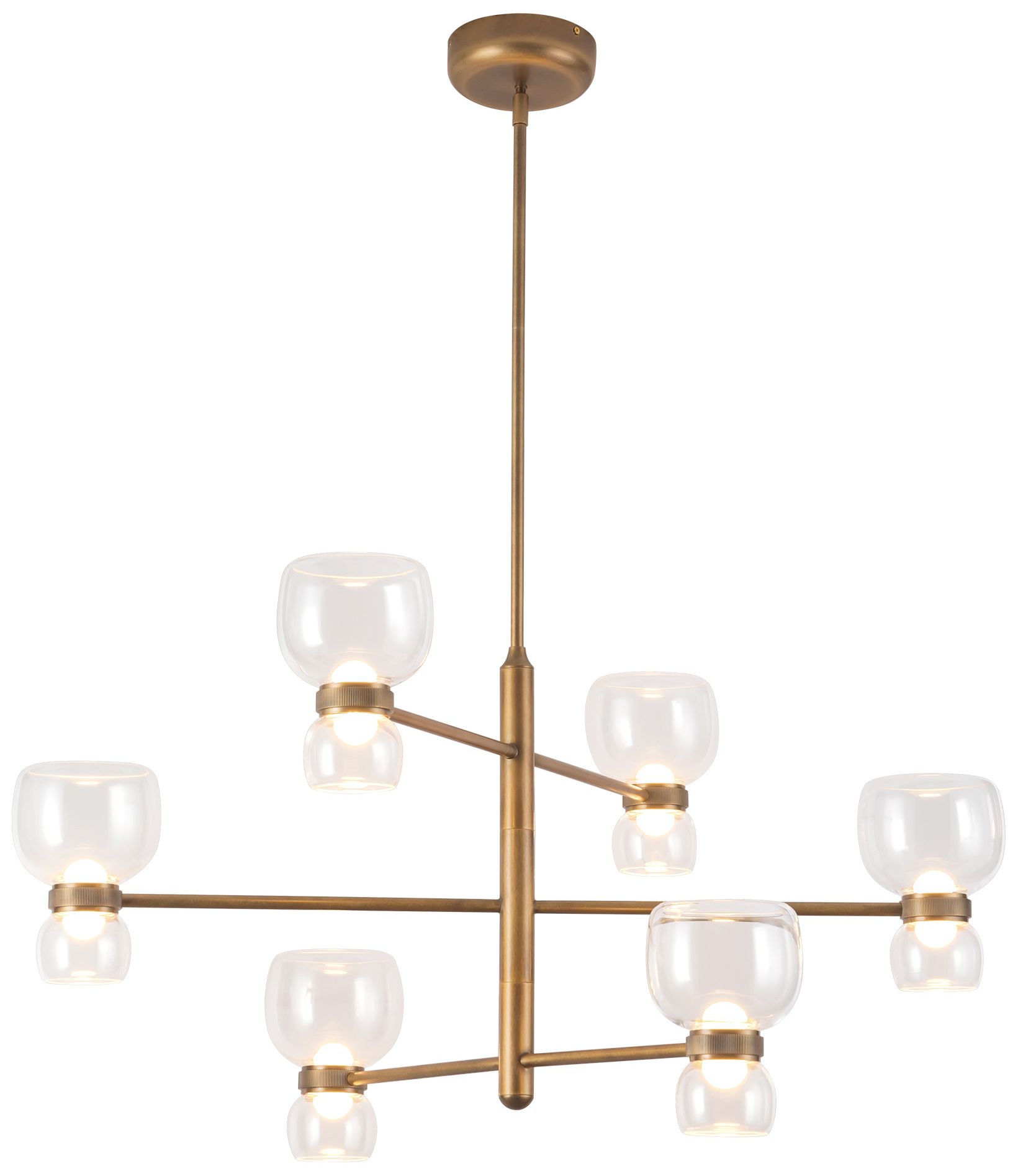 Image 2 Sutton 36-in Vintage Brass dimmable LED Chandelier with Clear Glass more views