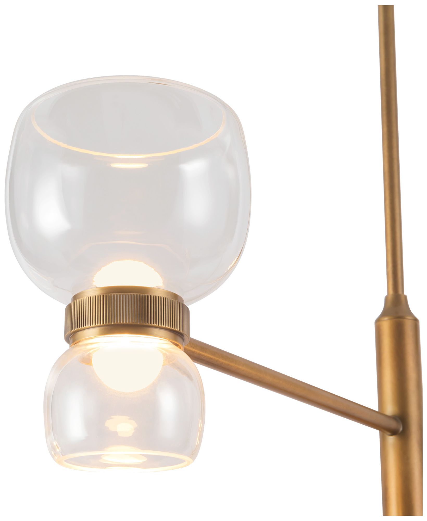 Image 3 Sutton 36-in Vintage Brass dimmable LED Chandelier with Clear Glass more views