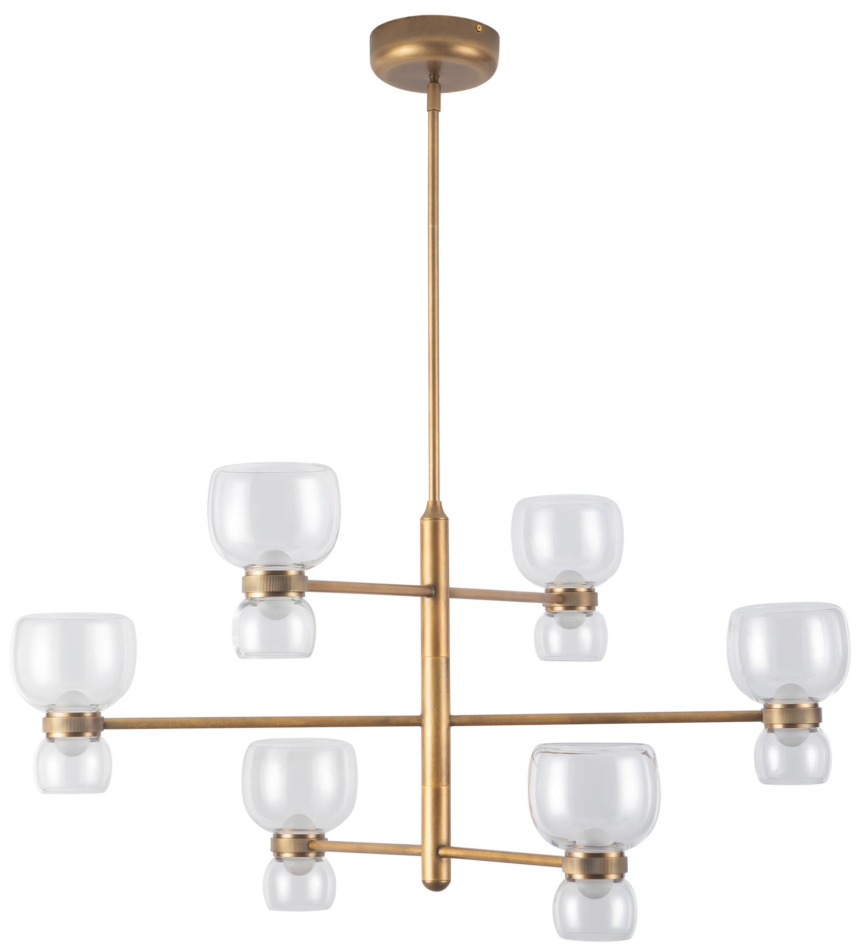 Image 5 Sutton 36-in Vintage Brass dimmable LED Chandelier with Clear Glass more views