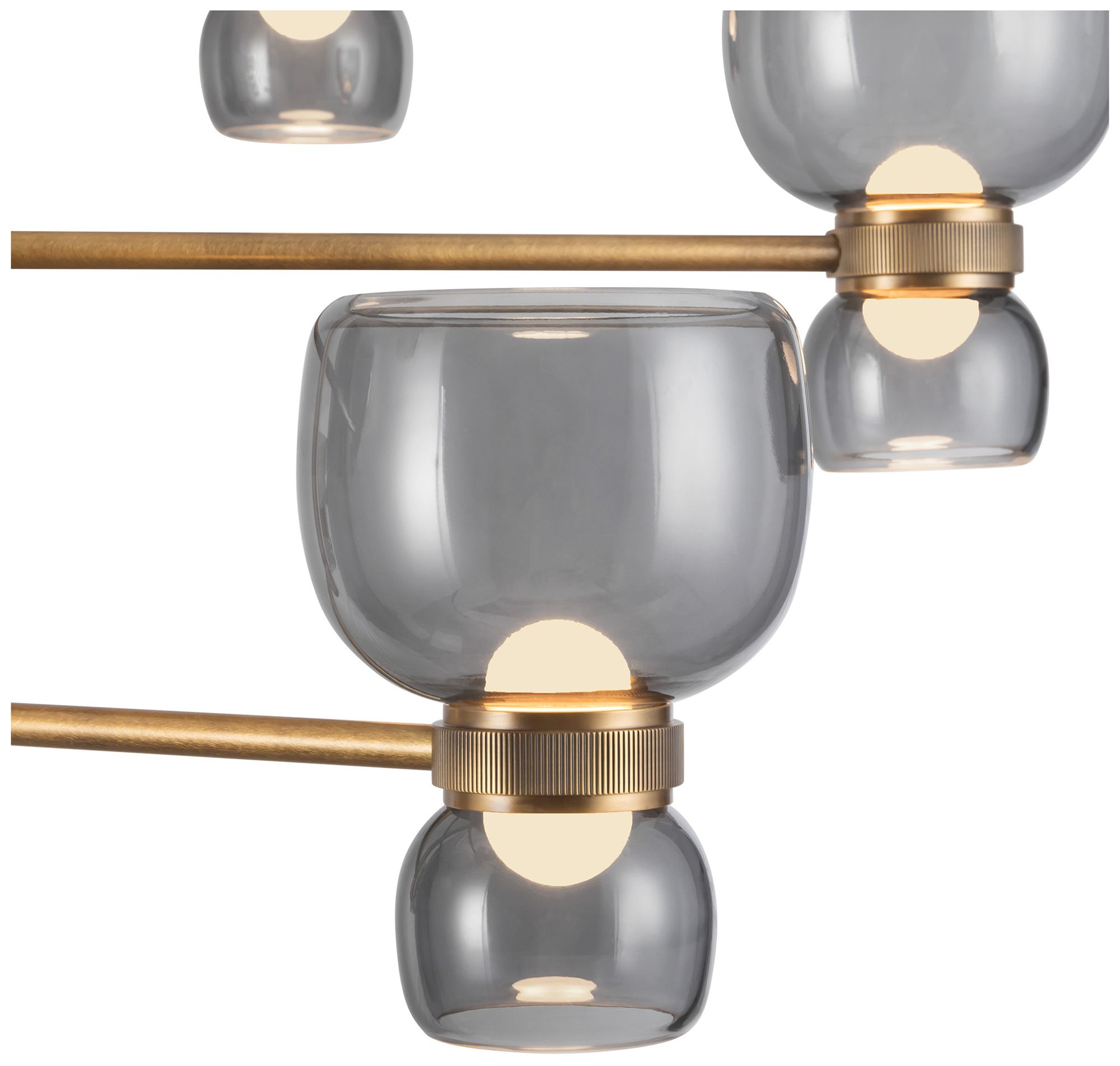 Image 4 Sutton 36-in Vintage Brass dimmable LED Chandelier with Smoked Glass more views