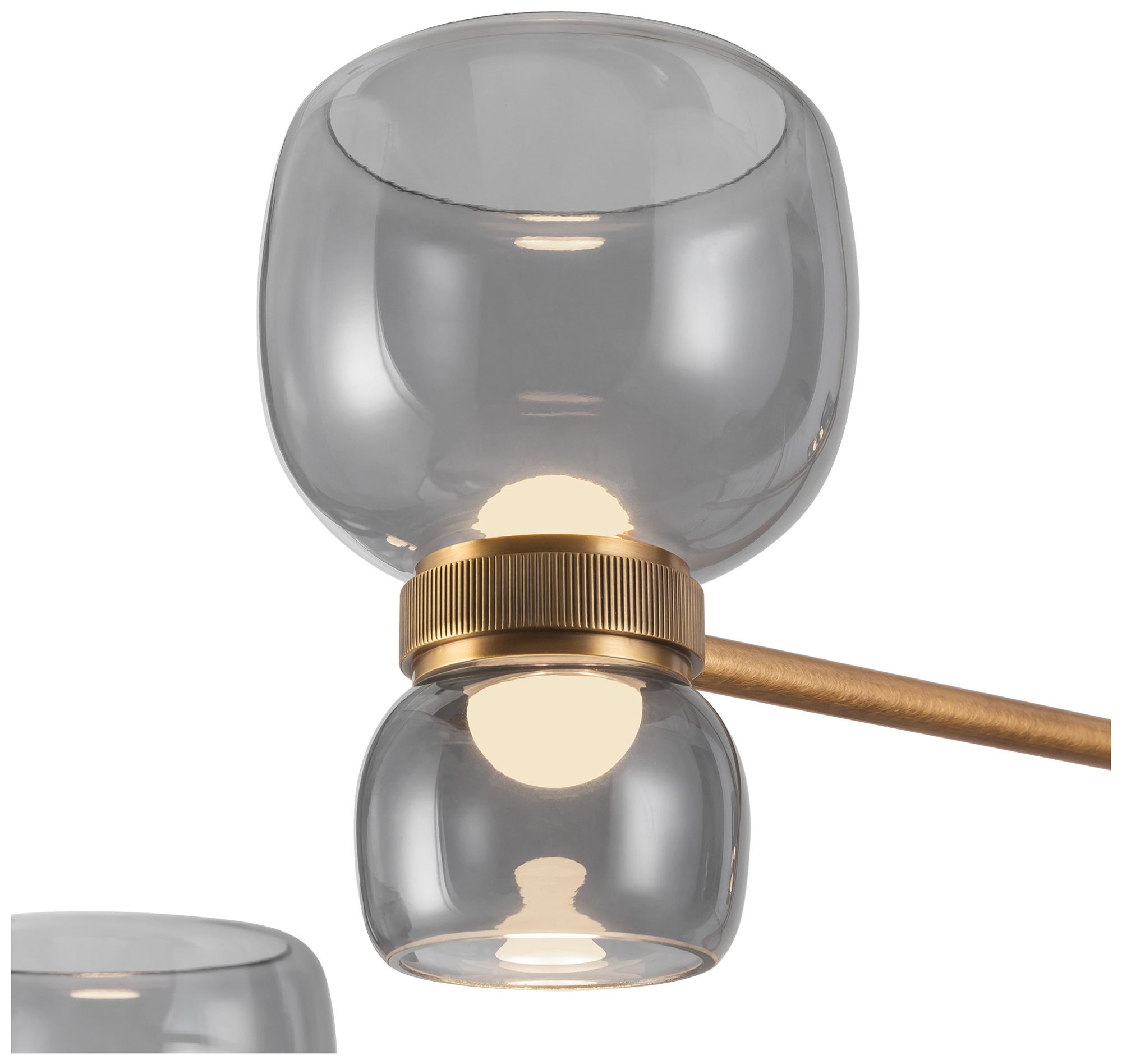 Image 5 Sutton 36-in Vintage Brass dimmable LED Chandelier with Smoked Glass more views