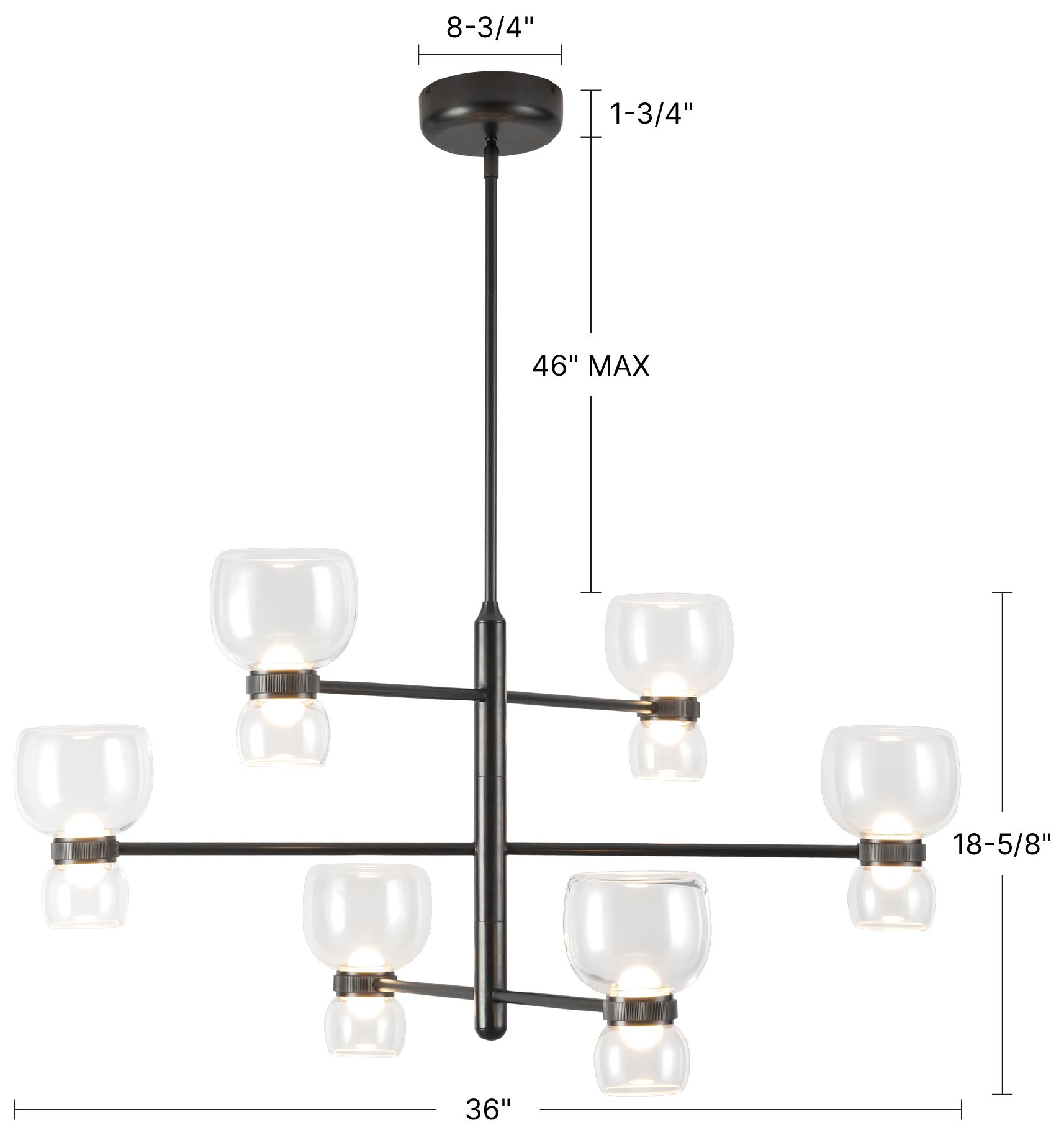 Sutton 36-in Vintage Brass dimmable LED Chandelier with Smoked Glass