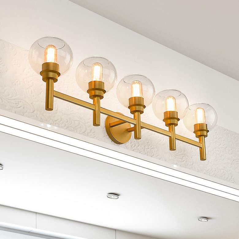 Image 1 Sutton 39 1/2" Wide Brushed Gold 5-Light Vanity Bath Light