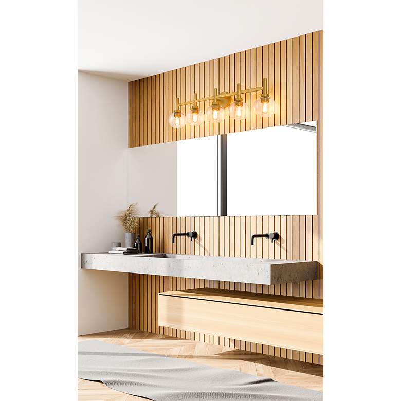 Image 3 Sutton 39 1/2" Wide Brushed Gold 5-Light Vanity Bath Light more views