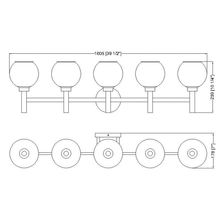 Image 4 Sutton 39 1/2" Wide Brushed Gold 5-Light Vanity Bath Light more views