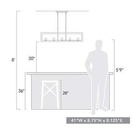 Image5 of Sutton 41" Wide 5-Light Linear Pendant in Matte Black more views