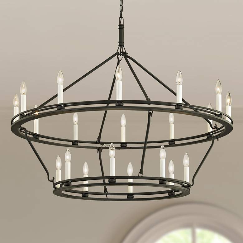 Image 1 Sutton 44" Wide Textured Black 20-Light Chandelier