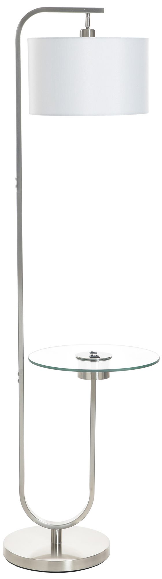 Image 2 Sutton 61" High Brushed Nickel Floor Lamp with White Shade