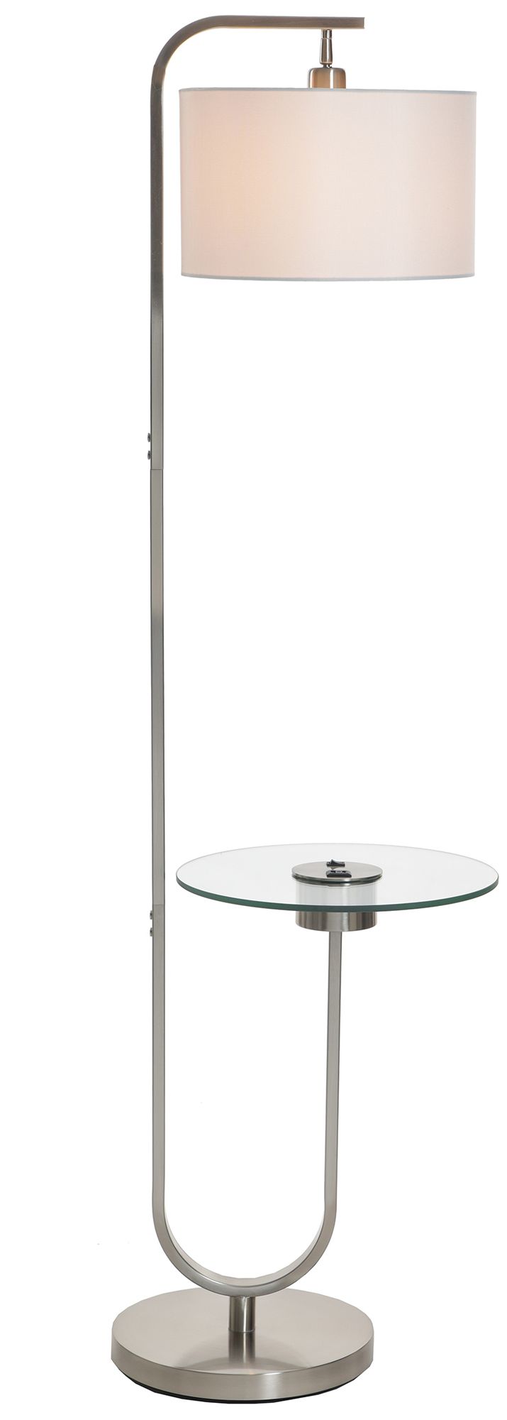 Image 3 Sutton 61" High Brushed Nickel Floor Lamp with White Shade more views