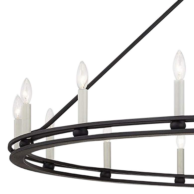Image 3 Sutton 61"W Textured Black 16-Light Wagon Wheel Chandelier more views
