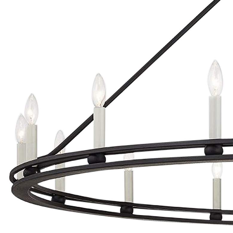 Image 3 Sutton 61 inchW Textured Black 16-Light Wagon Wheel Chandelier more views