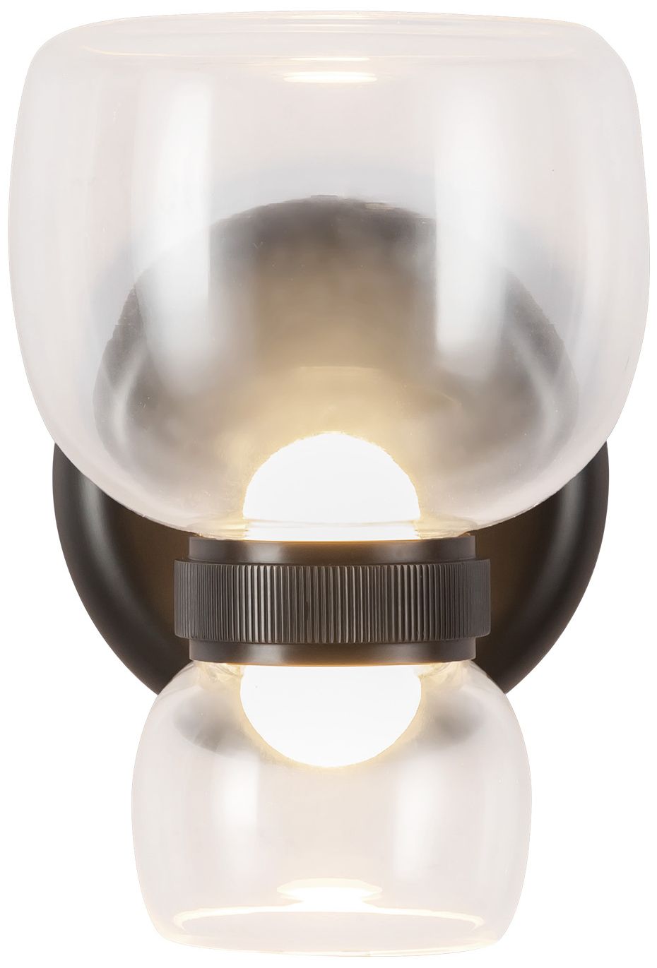 Sutton 8-in Urban Bronze dimmable LED Wall/Vanity Light with Clear Glass