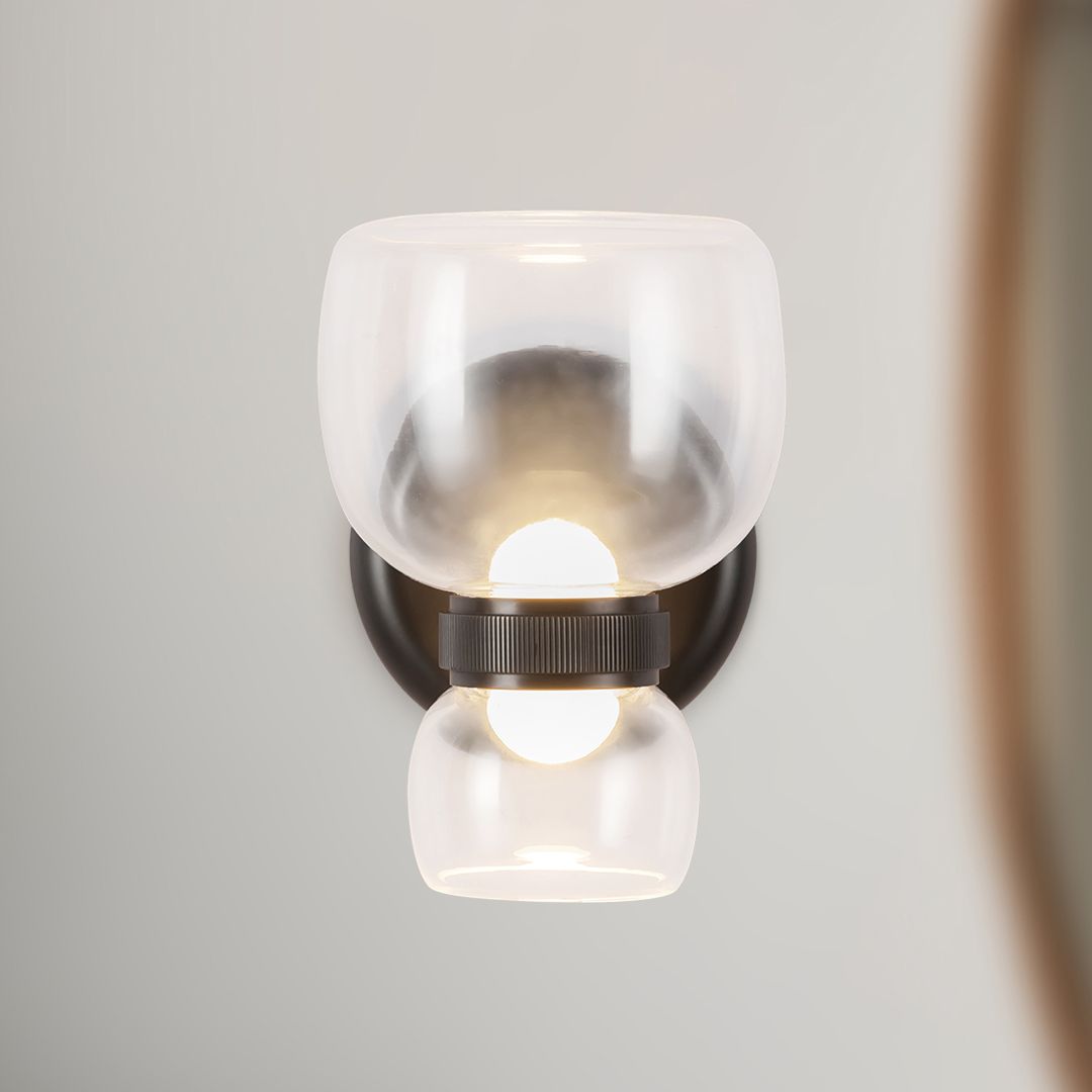 Sutton 8-in Urban Bronze dimmable LED Wall/Vanity Light with Clear Glass