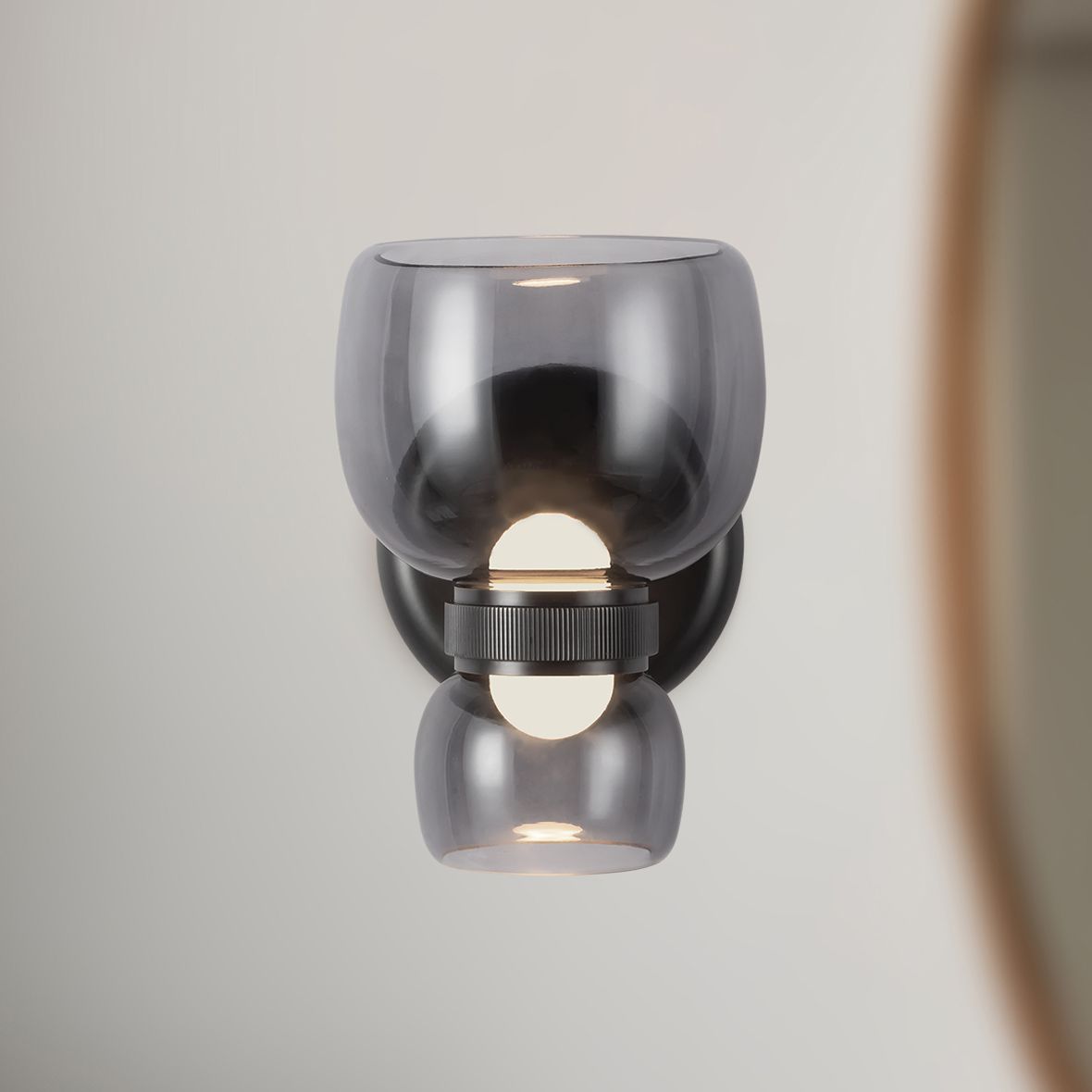 Sutton 8-in Urban Bronze dimmable LED Wall/Vanity Light with Smoked Glass
