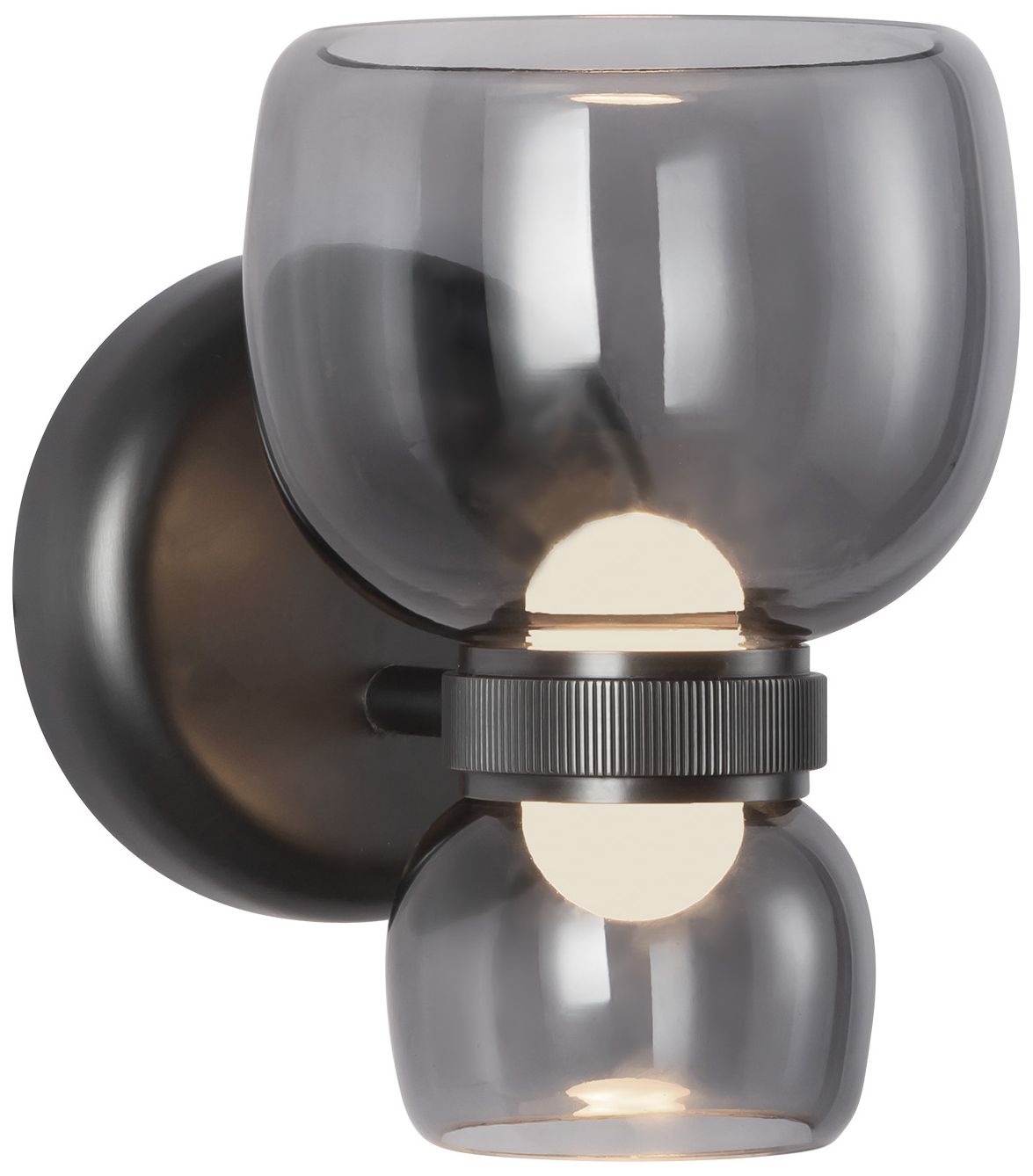 Image 3 Sutton 8-in Urban Bronze dimmable LED Wall/Vanity Light with Smoked Glass more views