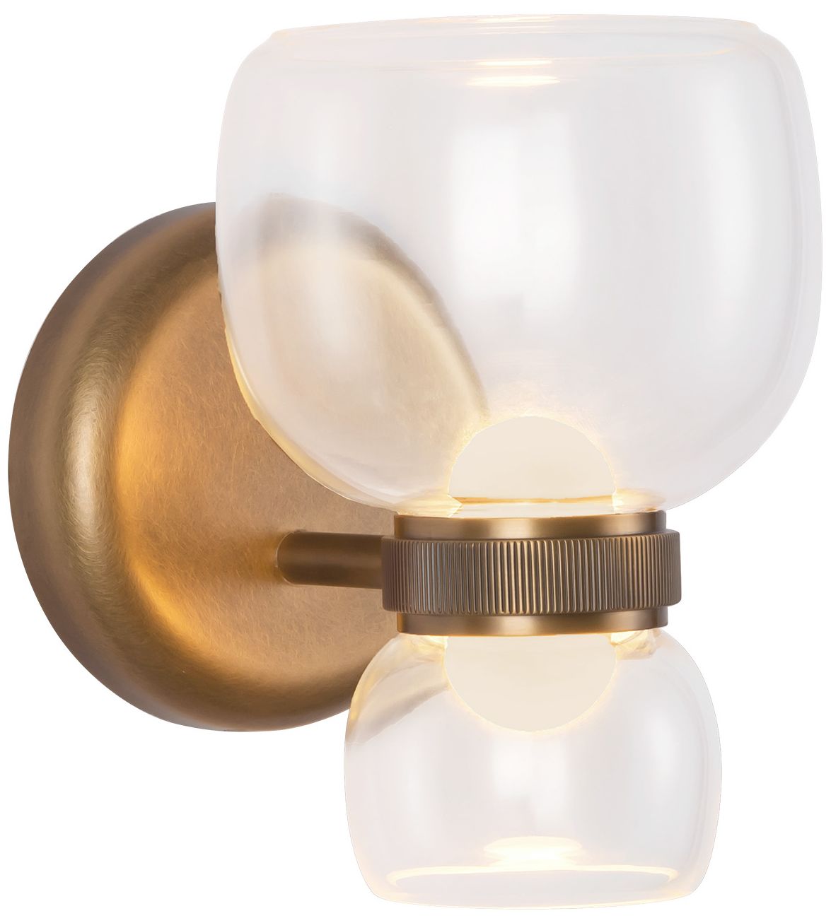 Image 3 Sutton 8-in Vintage Brass dimmable LED Wall/Vanity Light with Clear Glass more views