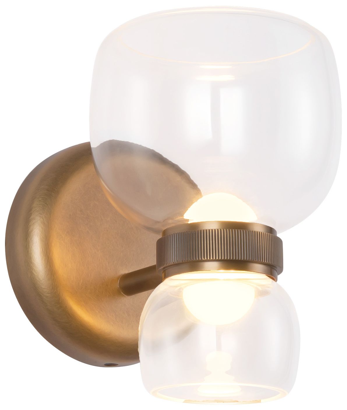 Image 4 Sutton 8-in Vintage Brass dimmable LED Wall/Vanity Light with Clear Glass more views