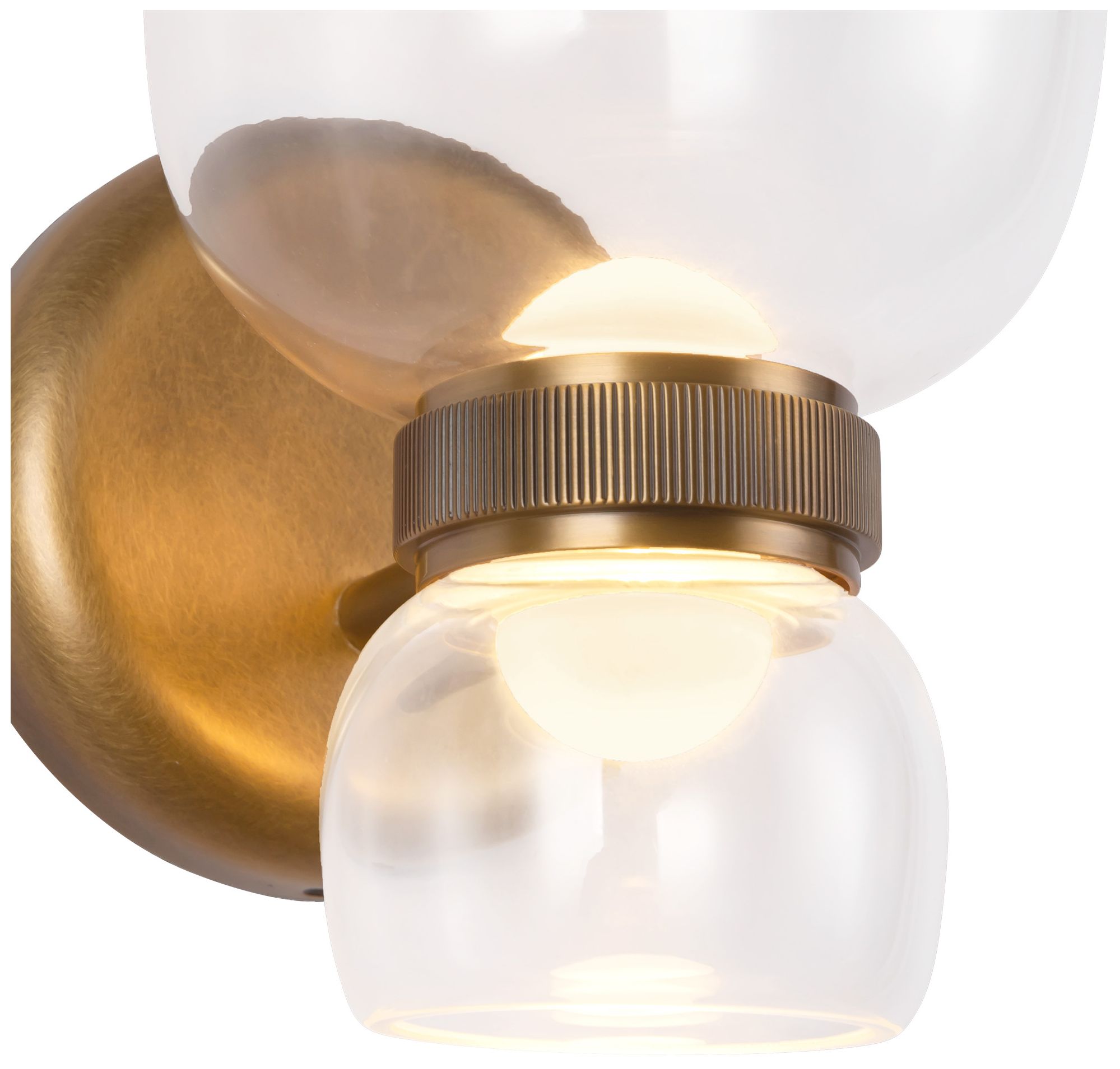 Image 5 Sutton 8-in Vintage Brass dimmable LED Wall/Vanity Light with Clear Glass more views