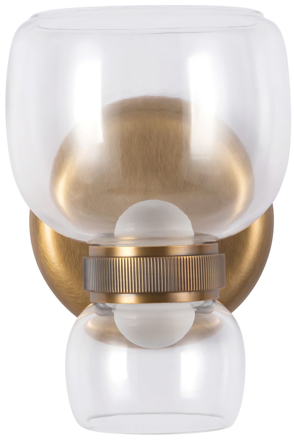 Image 6 Sutton 8-in Vintage Brass dimmable LED Wall/Vanity Light with Clear Glass more views