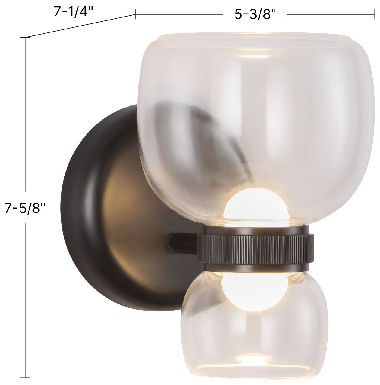 Image 7 Sutton 8-in Vintage Brass dimmable LED Wall/Vanity Light with Clear Glass more views