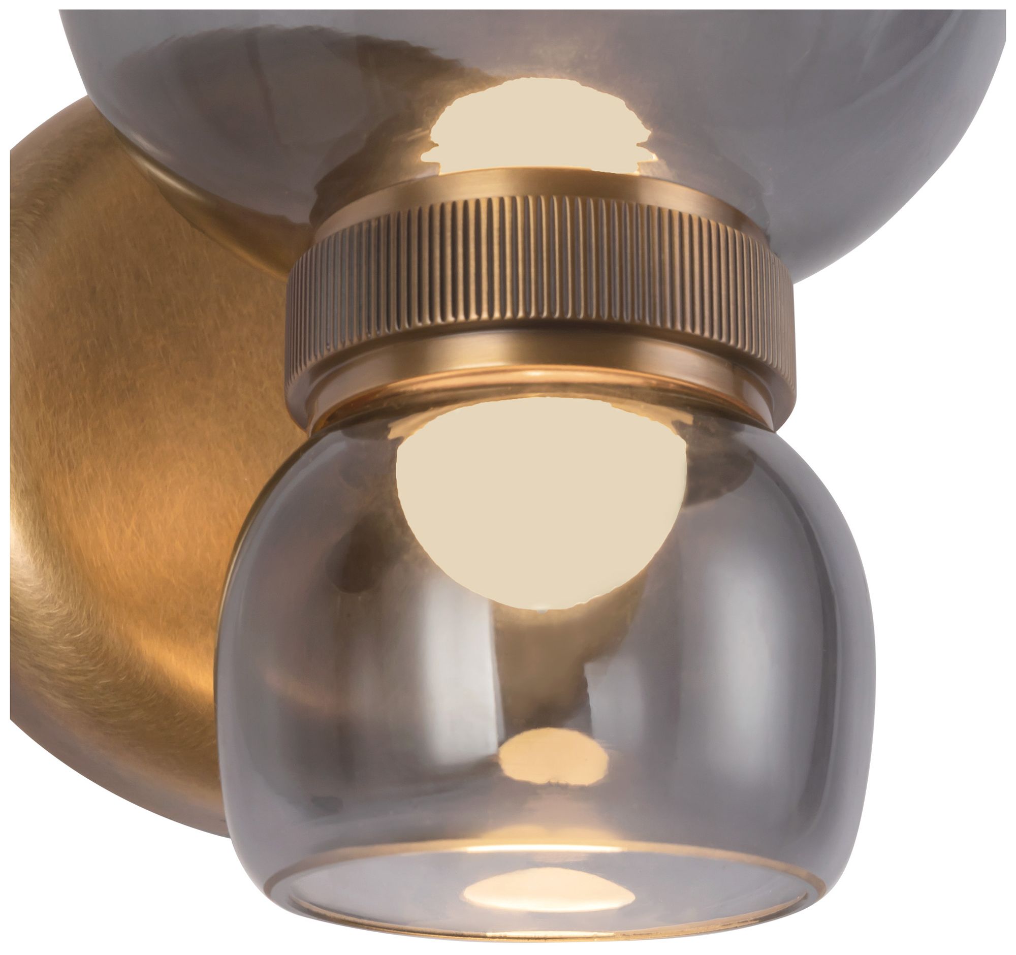 Image 5 Sutton 8-in Vintage Brass dimmable LED Wall/Vanity Light with Smoked Glass more views