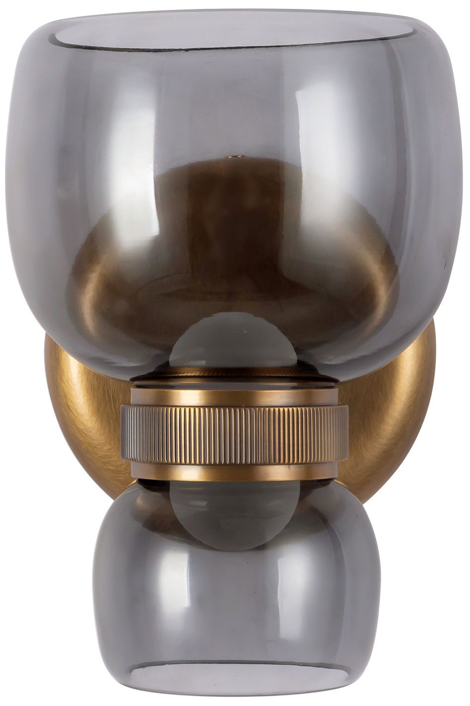 Image 6 Sutton 8-in Vintage Brass dimmable LED Wall/Vanity Light with Smoked Glass more views
