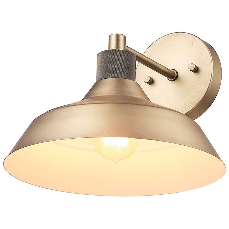 Image 6 Sutton 9" High Matte Brass Indoor/Outdoor Wall Sconce more views