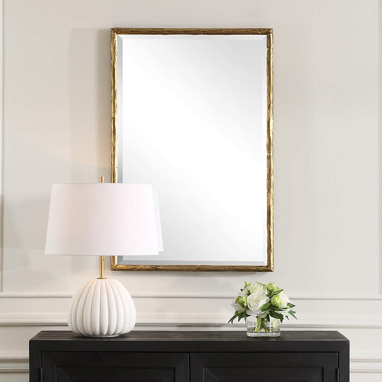 Image 2 Sutton Aged Gold 24 1/4" x 36 1/4" Rectangular Wall Mirror