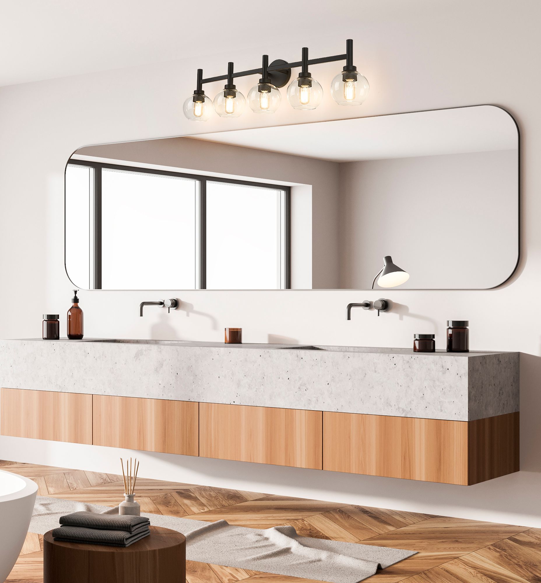 Image 4 Sutton by Z-Lite Matte Black 39.5 inch 5 Light Vanity more views