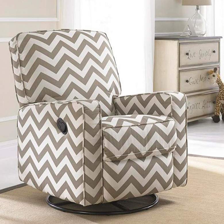 Image 1 Sutton Taupe Vibes Truffle Fabric Plush Glider Recliner